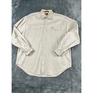 Men’s Tommy Hilfiger XL Beige Heavy-Weight Denim Shirt – Excellent
